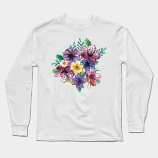 Bouquet of watercolor flowers Long Sleeve T-Shirt